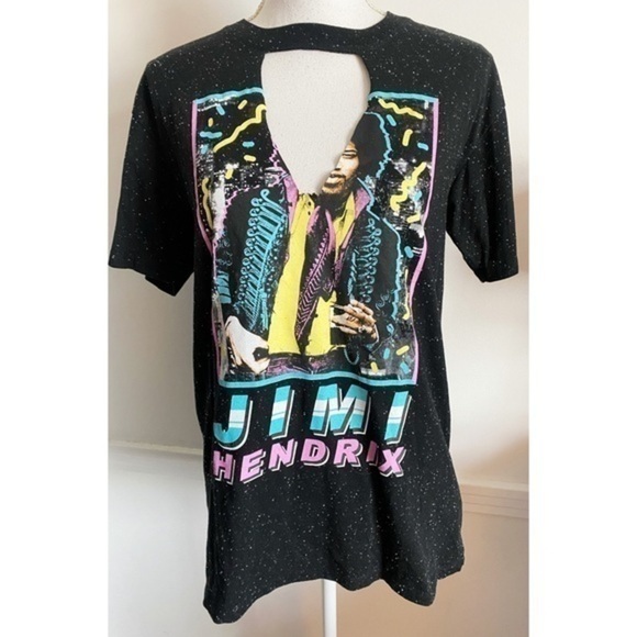Rockin Artwork • Black Speckled Jimi Hendrix Tee Shirt - Picture 1 of 6